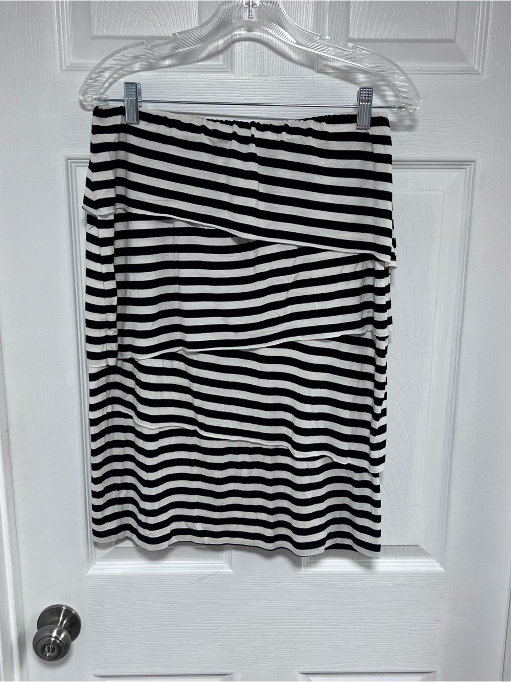 Design History Black & White Striped Fold-Over Pencil Skirt Size L
